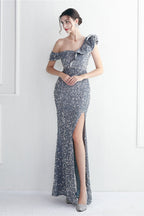 Embellished One Shoulder Mermaid Formal Dress