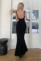 Sexy Spaghetti Strap Backless Formal Dress S / Black