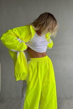 Contrast Trim Zip Jacket Two Piece Set