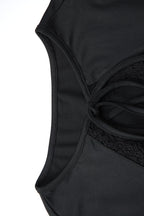 Lace Hollow Out Tie Detail Slim Fit Tee