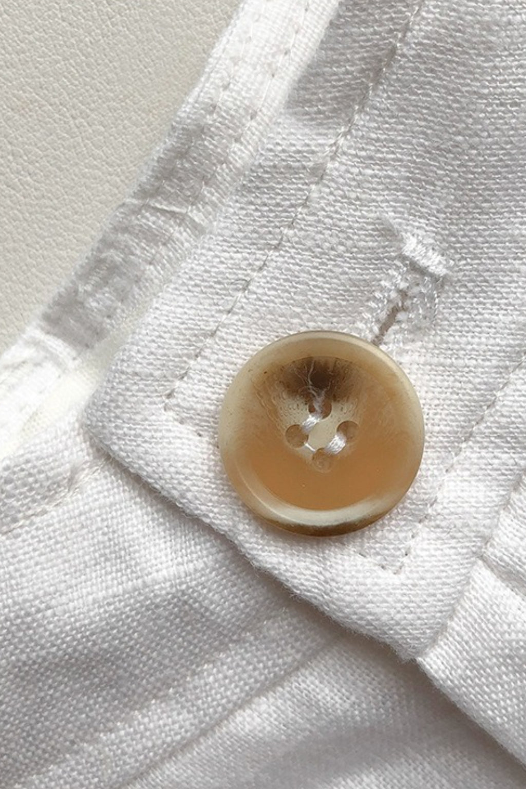 Tortoiseshell Button High Waist Linen Shorts