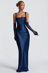 Square Neck Tie Waist Bodycon Mermaid Prom Dress