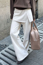 Layered Look Fleece Lined Ruffle Casual Pants