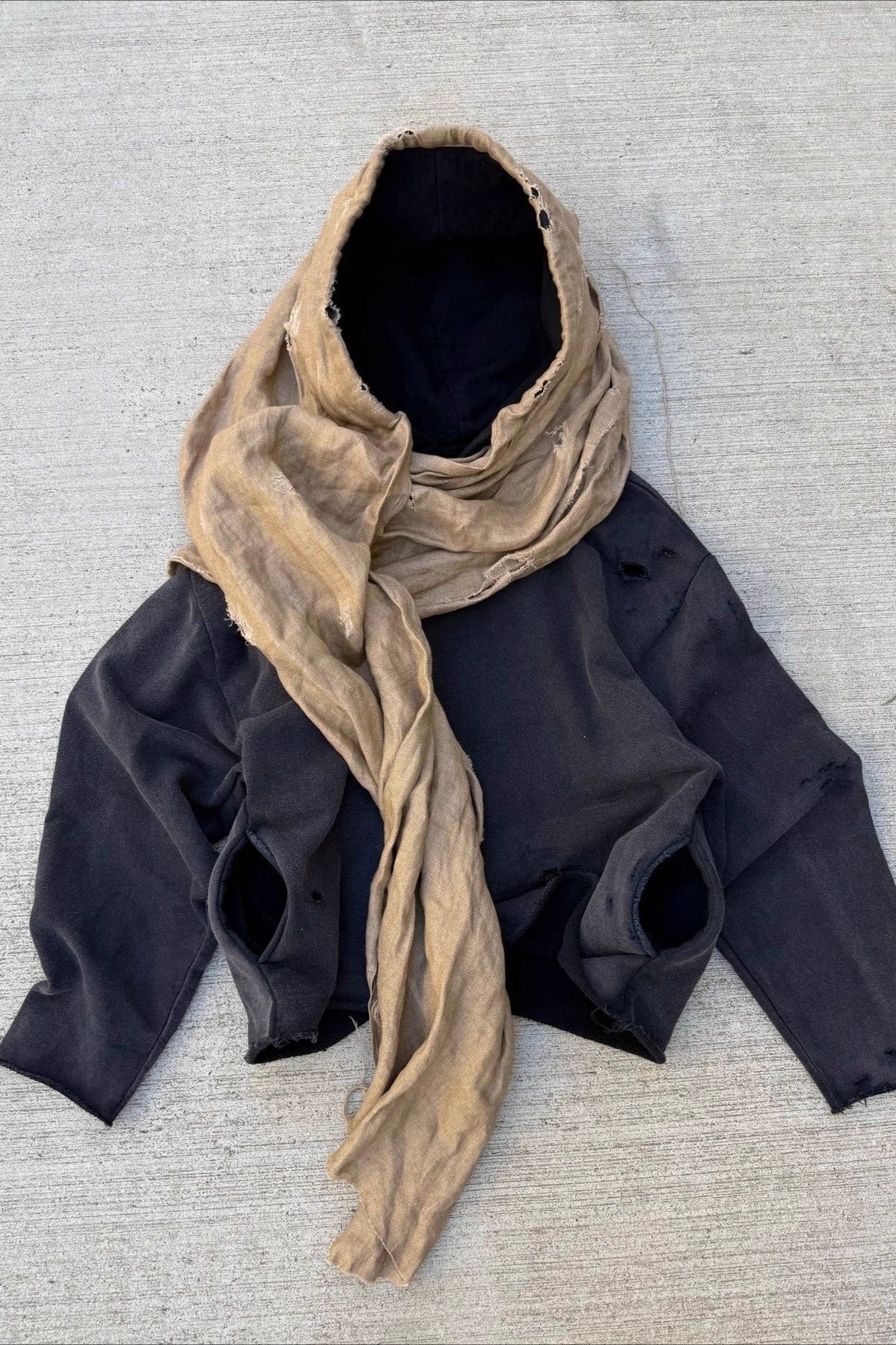 Scarf Hood Cutout Pullover Hoodie