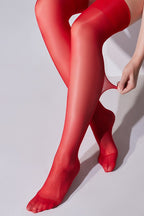 Sheer Glossy Wide Band Thigh-High Stockings