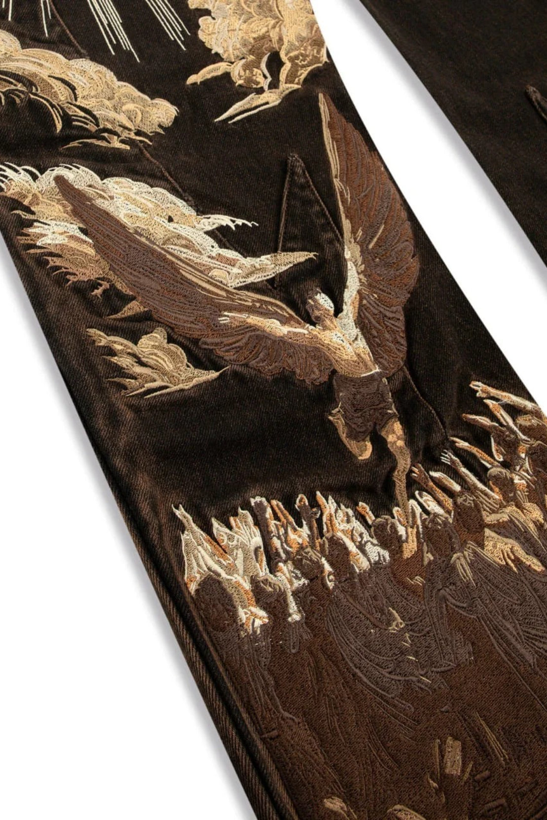Eagle Angel Embroidered Wide Leg Jeans