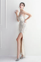 Intricate Beadwork Figure Hugging Gown Formal Dress