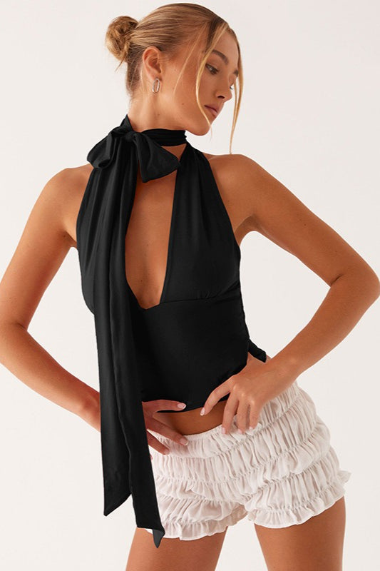 Sexy Deep V Back Tie Bodycon Halter Top Main image