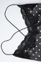 Polka Dot Lace Trim Backless Cami Mini Dress
