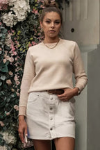 Relaxed Fit Herringbone Knit Sweater