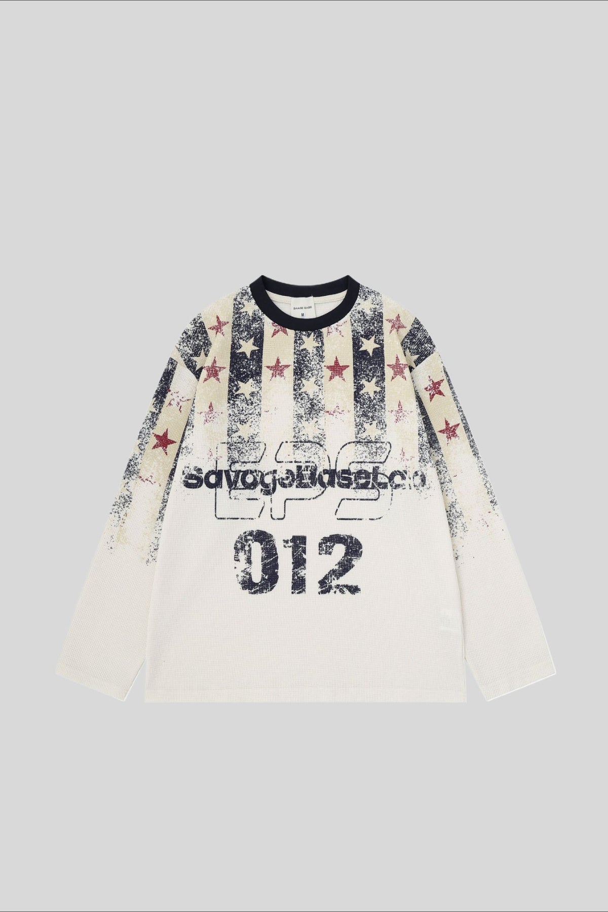 Star Stripe Sports Graphic Waffle Long Sleeve Tee