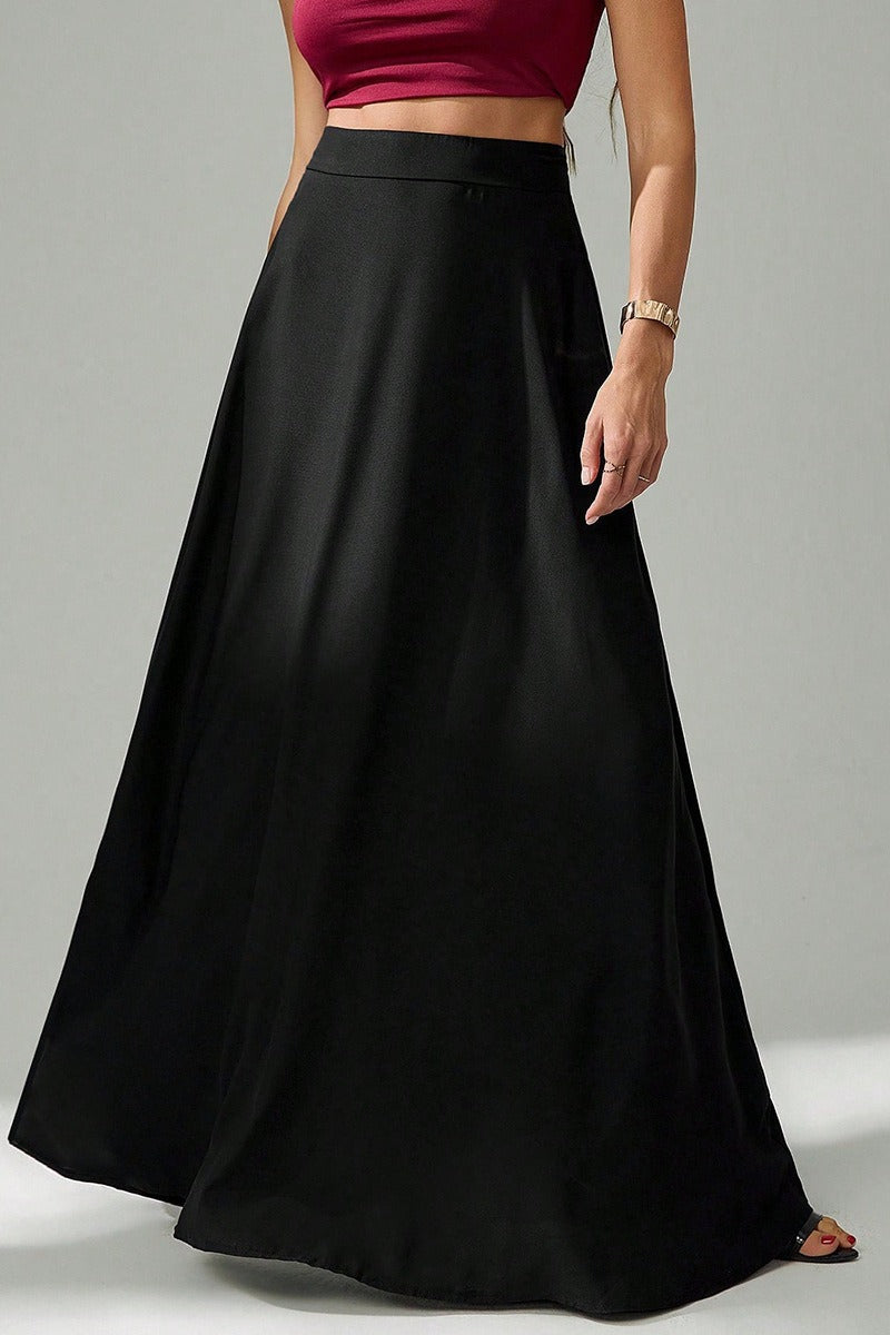 Elegant Black Ins Style Umbrella Maxi Skirt Main image
