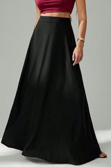 Elegant Black Ins Style Umbrella Maxi Skirt