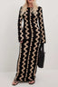 Striped Contrast Slim Knit Sweater Dress Black / One Size
