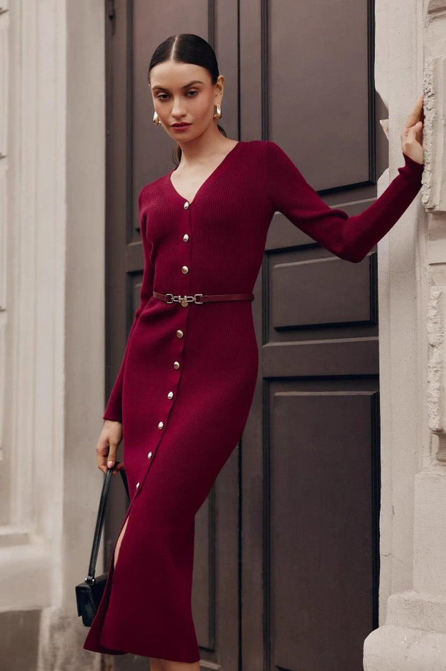 Long Sleeve Button Sweater Dress Main image