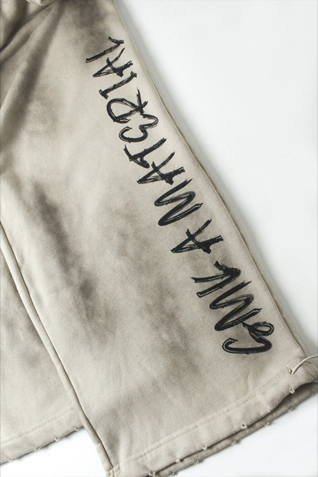 Washed Typography Wide Leg Fleece Sweatpants