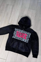 Street Graffiti Letter Rhinestone Hoodie