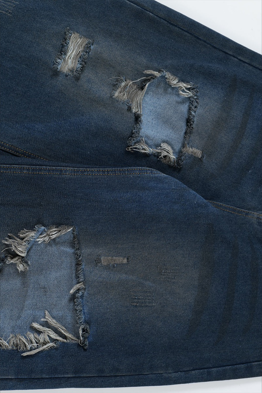 Heavy Distressed Ripped Wide Leg Jeans