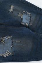 Heavy Distressed Ripped Wide Leg Jeans