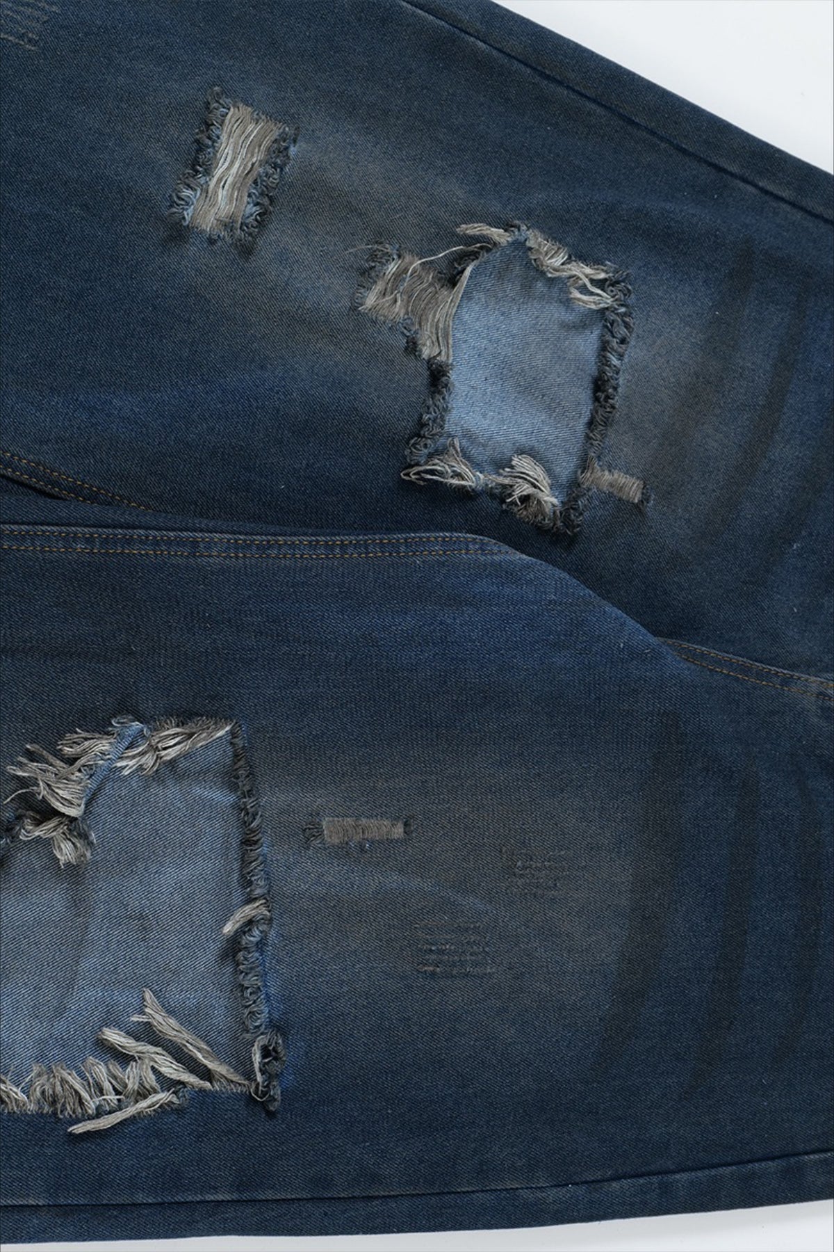 Heavy Distressed Ripped Wide Leg Jeans