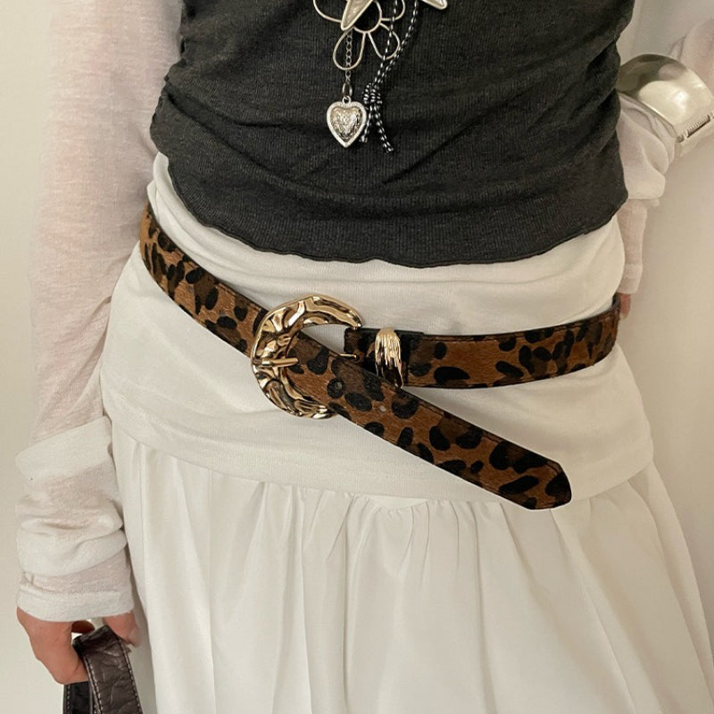 Vintage Leopard Print Waist Belt