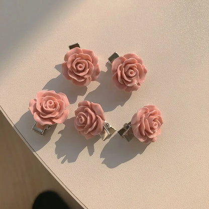 Cute Pink Rose Flower Heart Peach Mini Sweet Bangs Christmas Hair Accessory