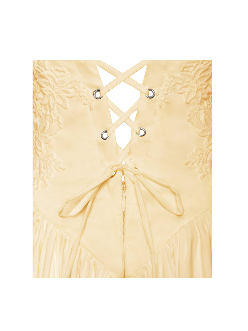 Kadi Yellow Cotton Drop Graceful Waist Corset Mini Dress Dresses