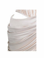 Callie Pearl White Lace Graceful Satin Corset High Slit Gown Gowns