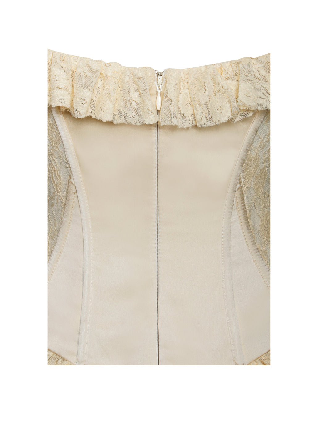 Ersilia Pale Yellow Satin Lace Trendy Peplum Corset Off Shoulder Maxi Dress Dresses