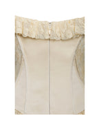 Ersilia Pale Yellow Satin Lace Trendy Peplum Corset Off Shoulder Maxi Dress Dresses