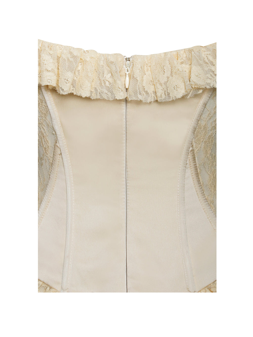 Ersilia Pale Yellow Satin Lace Trendy Peplum Corset Off Shoulder Maxi Dress Dresses