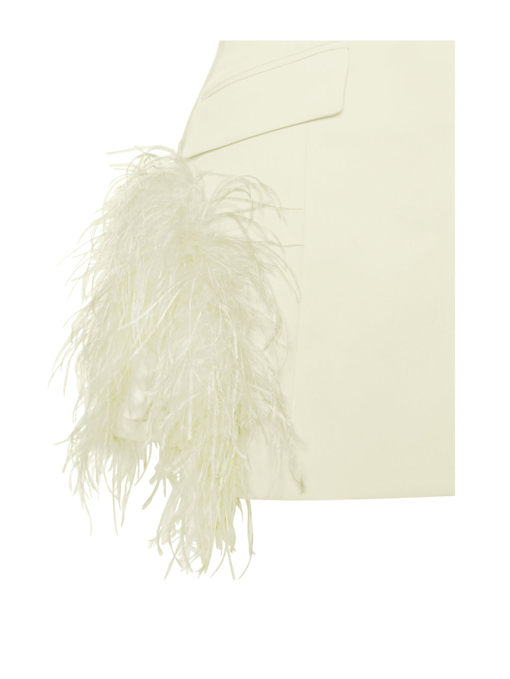Madeline Pearl White Charming Feather Trim Blazer Dress