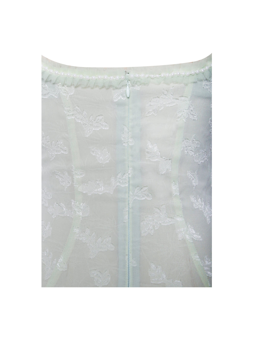 Ulissa Light Green Square Neck Trendy Jacquard Textured High Slit Maxi Dress Dresses