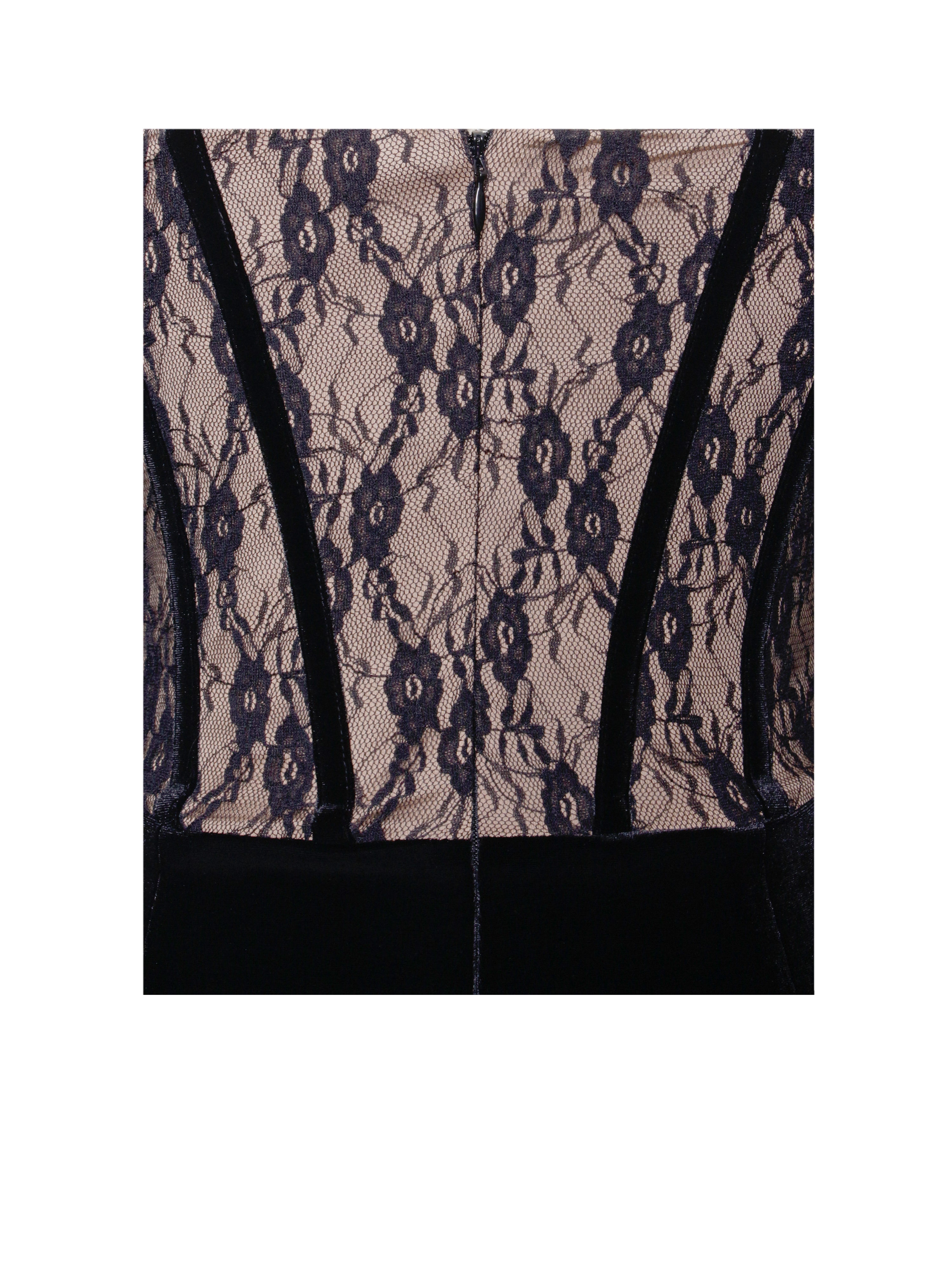 Gaia Black Lace Velvet Graceful Corset Side Slit Dress Dresses