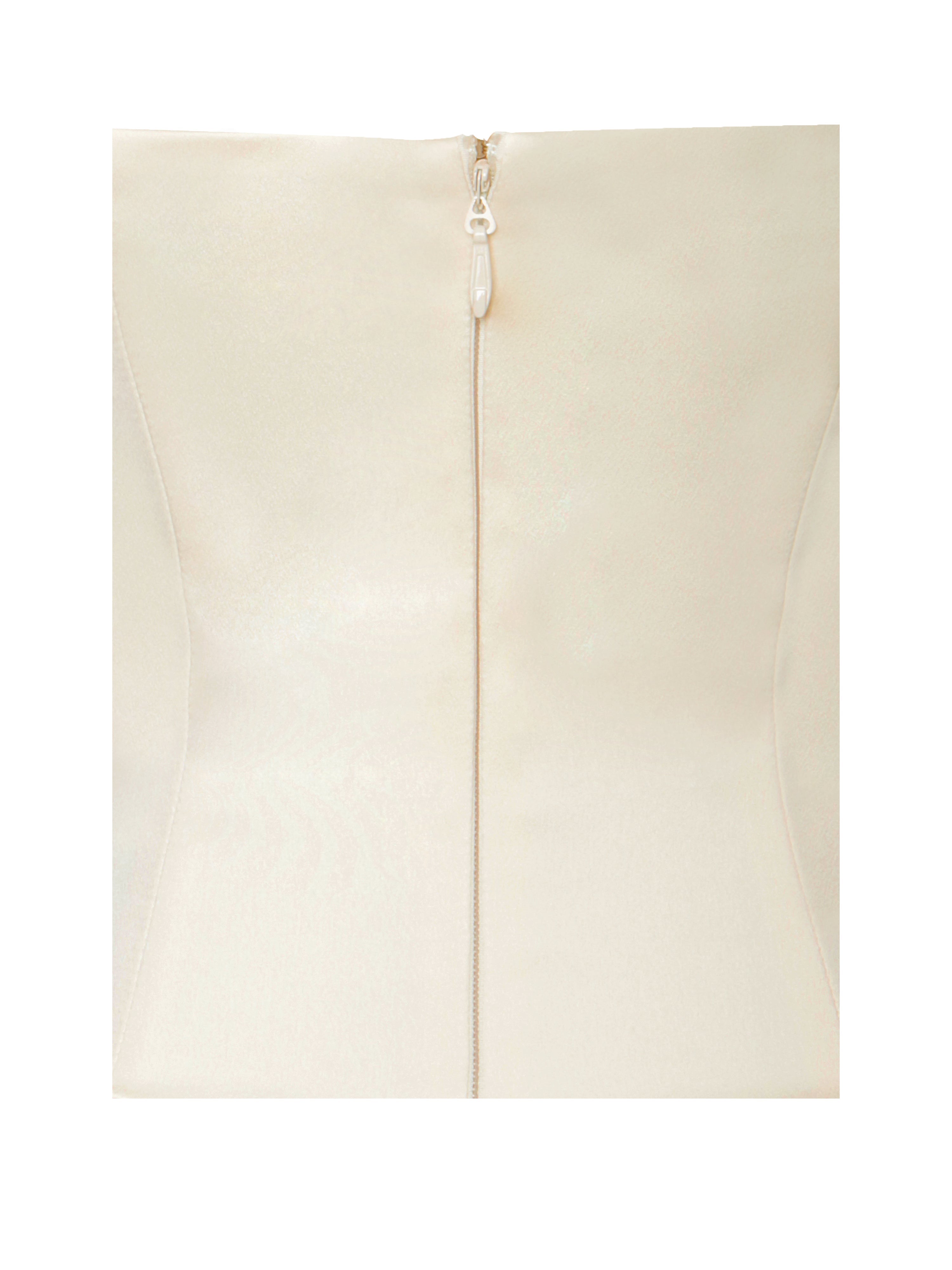 Aubrey Egg White Satin Graceful Bubble Hem Mini Dress Dresses