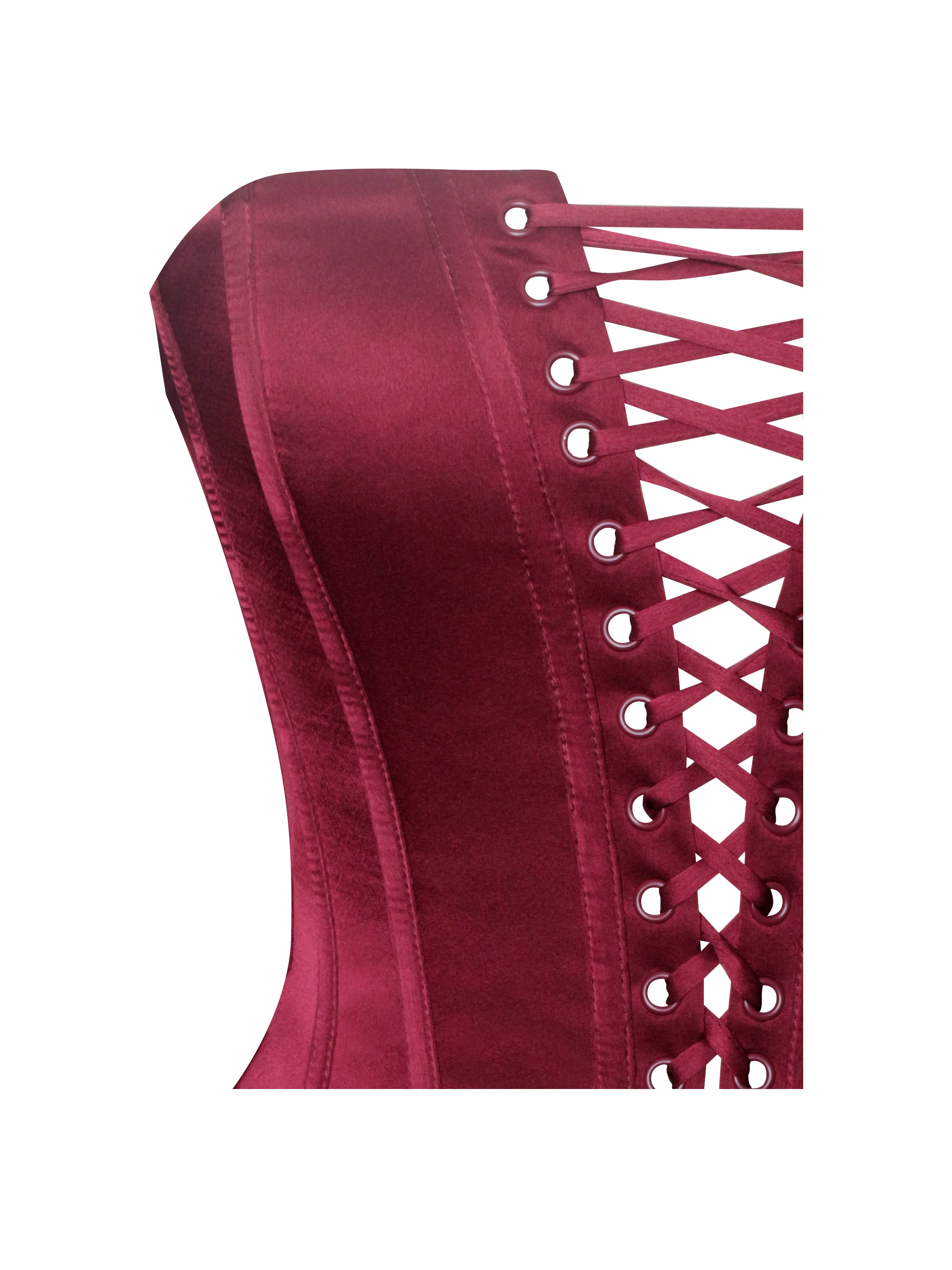 Lucinda Burgundy Satin Charming Lace Corset Maxi Dress Dresses