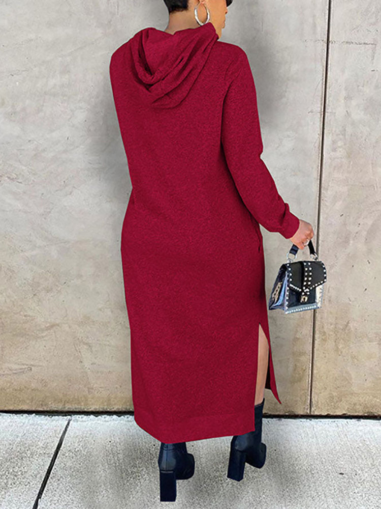Slant Pockets Hoodie Dress Sweatshirts & Hoodies L