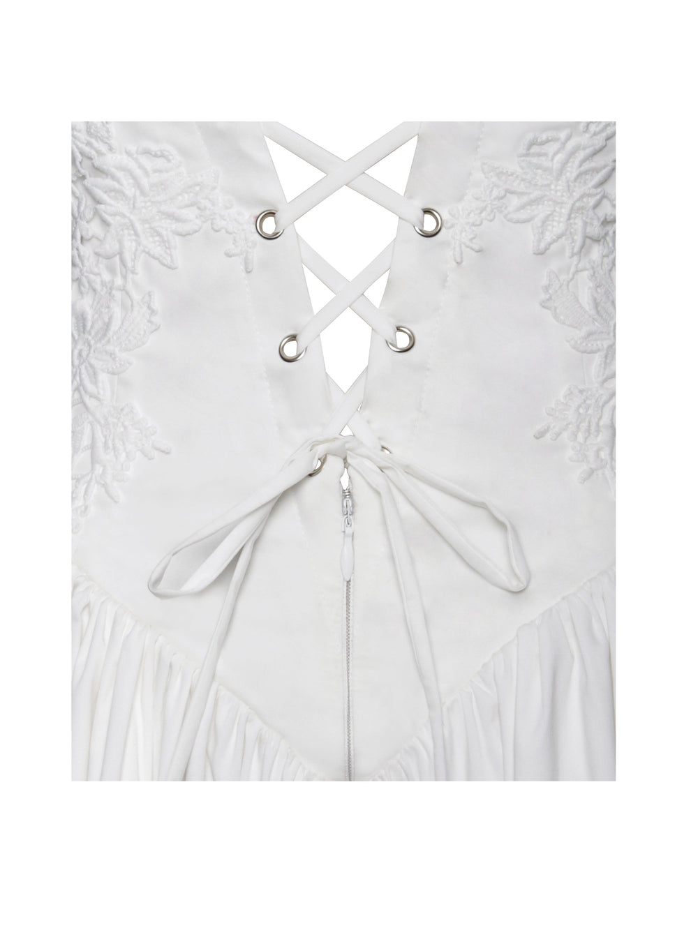 Kadi White Cotton Drop Graceful Waist Corset Mini Dress Dresses