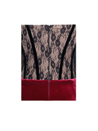 Gaia Burgundy Lace Velvet Graceful Corset Side Slit Dress Dresses