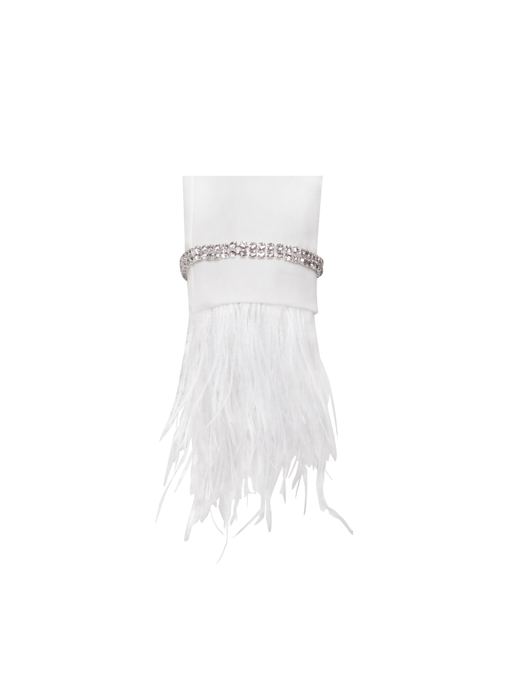 Quilla White Feather Crystal Graceful Sleeve Backless Blazer Dress Dresses