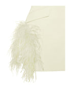 Madeline Pearl White Charming Feather Trim Blazer Dress