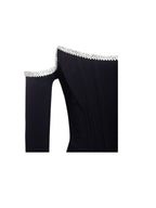 Annika Black Off Shoulder Long Trendy Sleeve Corset Dress With Crystal Trim Dresses