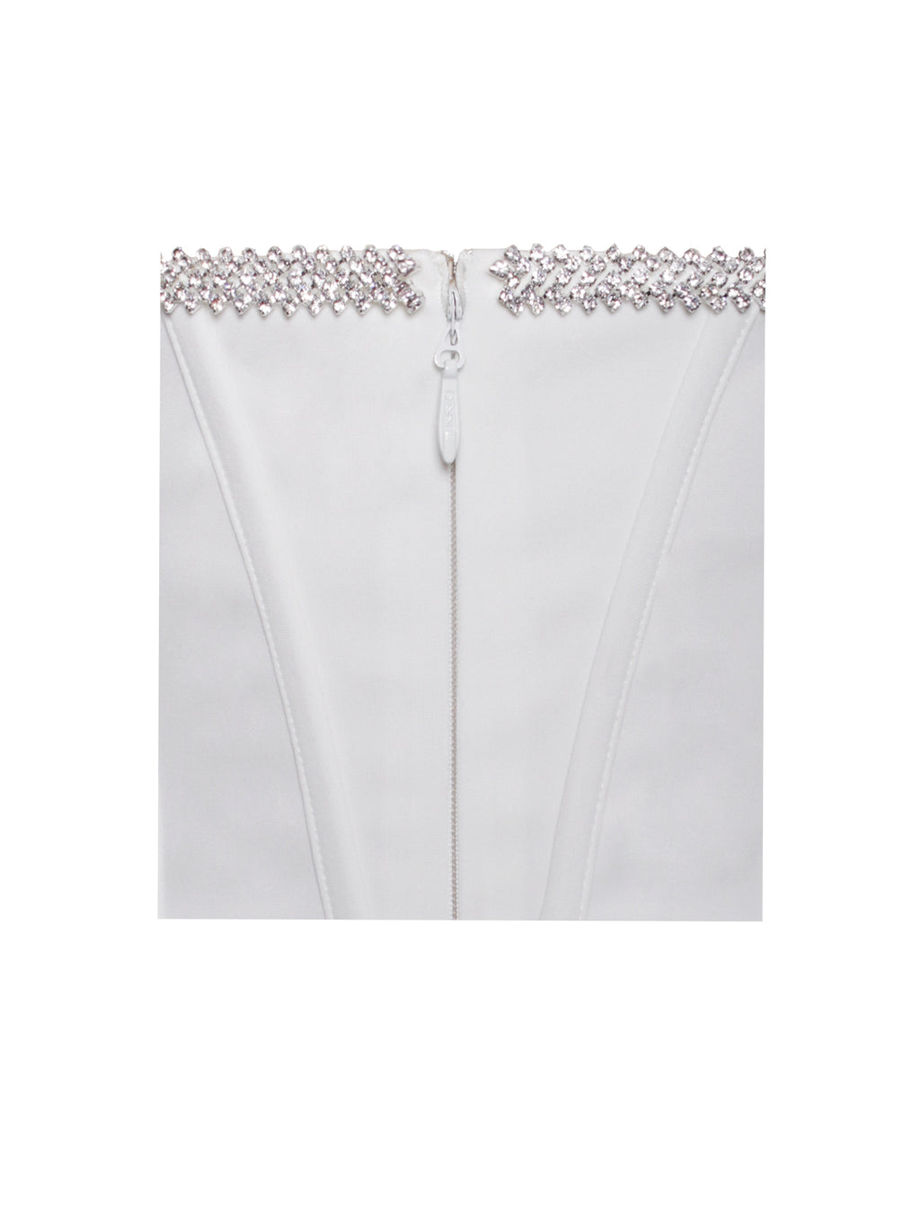 Annika White Off Shoulder Long Trendy Sleeve Corset Dress With Crystal Trim Dresses