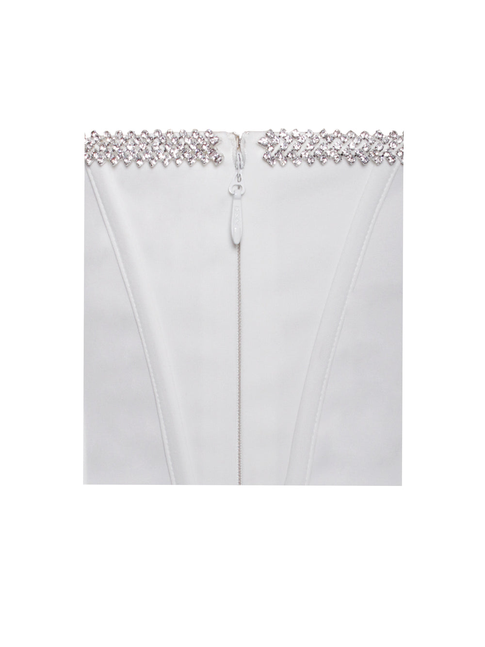 Annika White Off Shoulder Long Trendy Sleeve Corset Dress With Crystal Trim Dresses