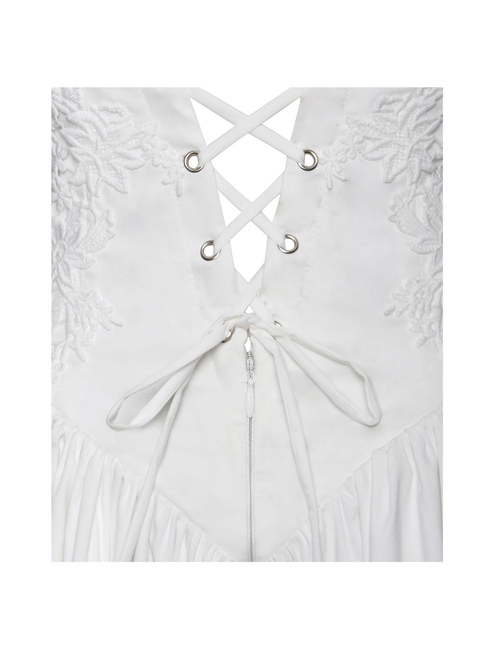 Kadi White Cotton Drop Graceful Waist Corset Mini Dress Dresses