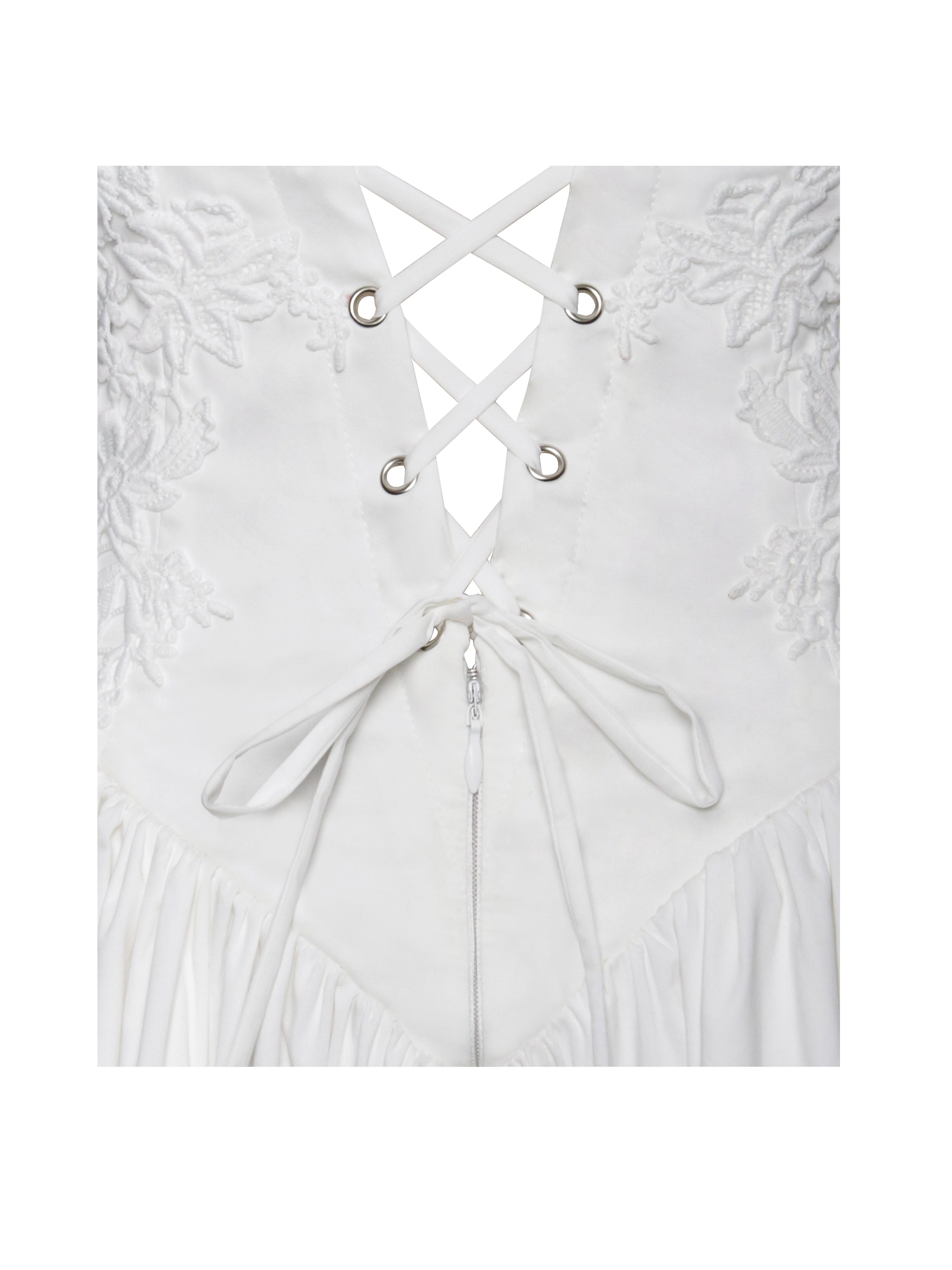 Kadi White Cotton Drop Graceful Waist Corset Mini Dress Dresses