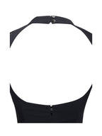 Quinella Black Lace Charming Crepe Backless Mini Dress Dresses