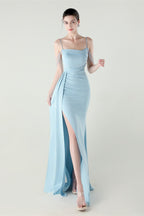 Satin Spaghetti Strap Mermaid Party Dress