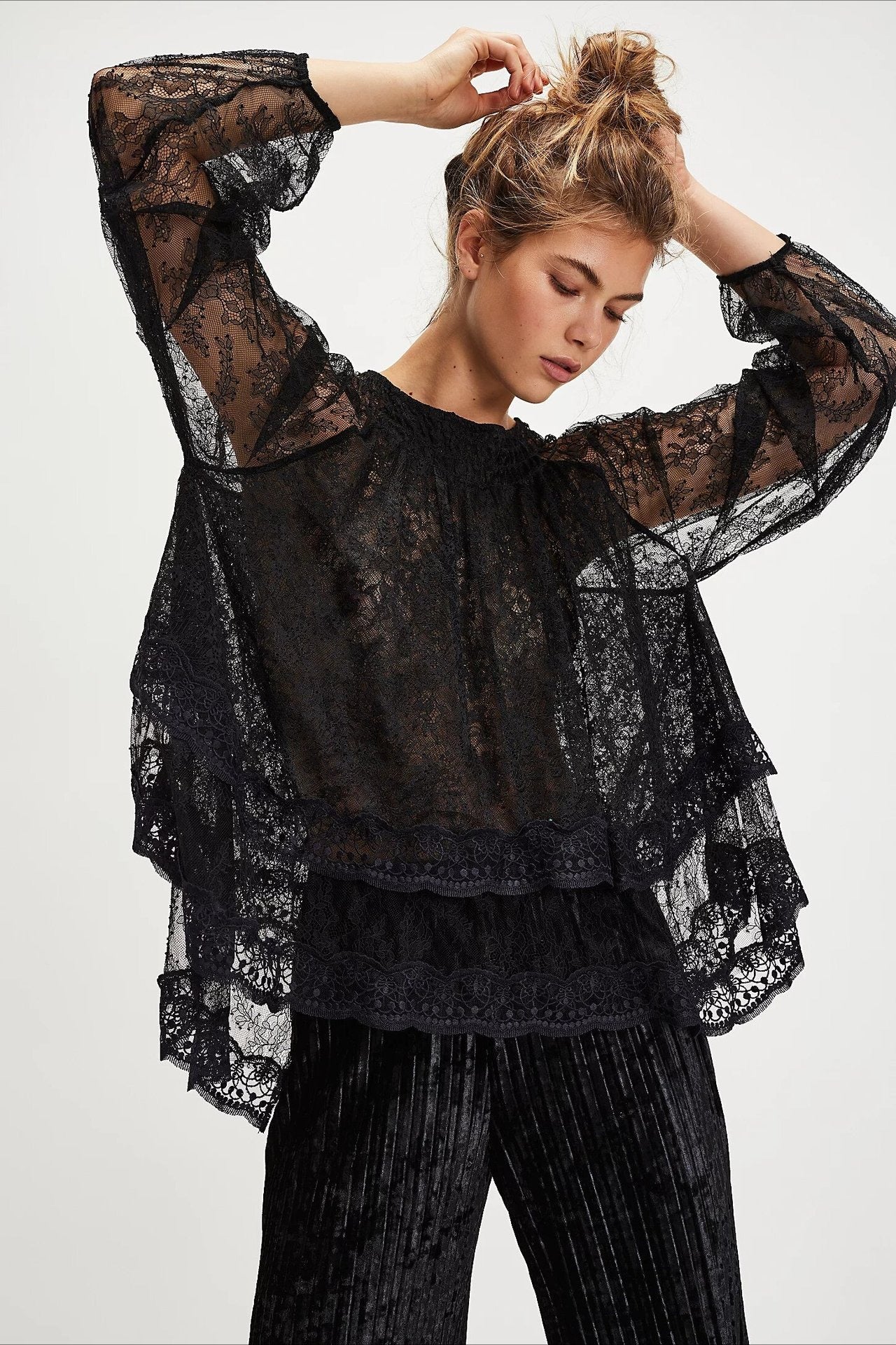 Elegant Off Shoulder Lace Overlay Blouse