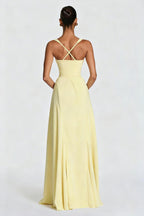 Cross Back Milk Silk Maxi Formal Dress